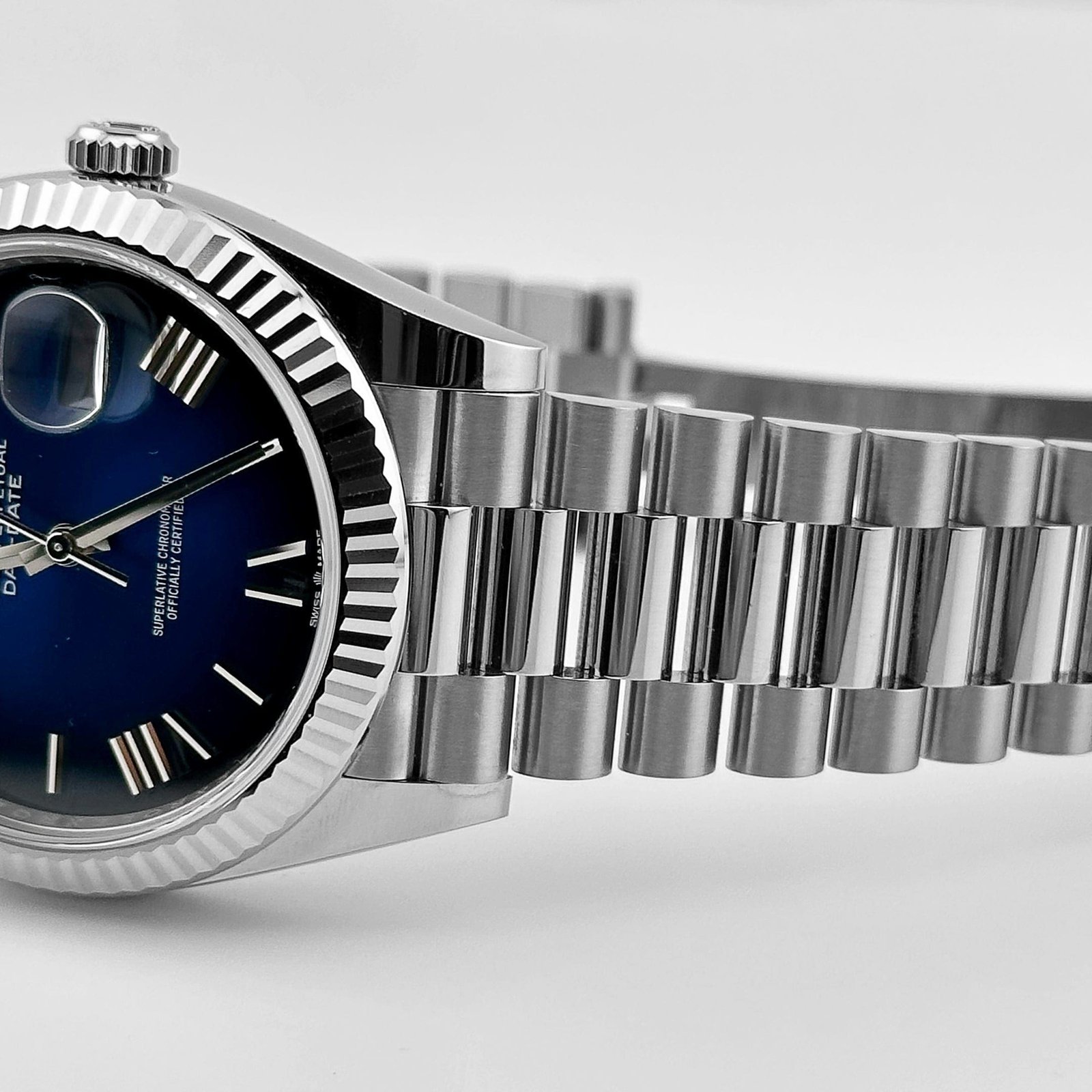 R01ex Day-Date 40 228239 White Gold Blue Ombre Roman Numeral Dial (2024)