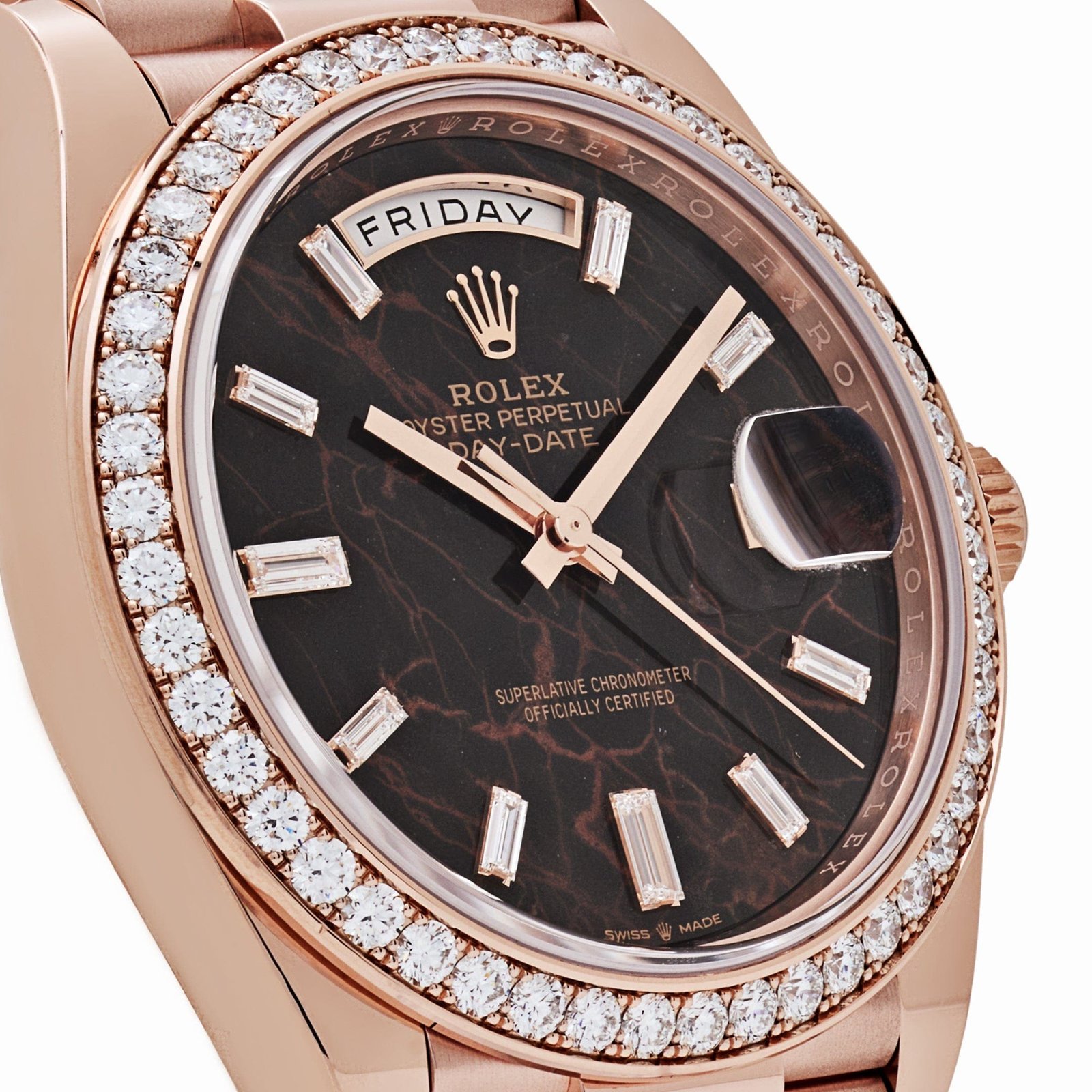 R01ex Day-Date 40 228345RBR Rose Gold Eisenkiesel D1am0nd Dial D1am0nd Bezel (2025)