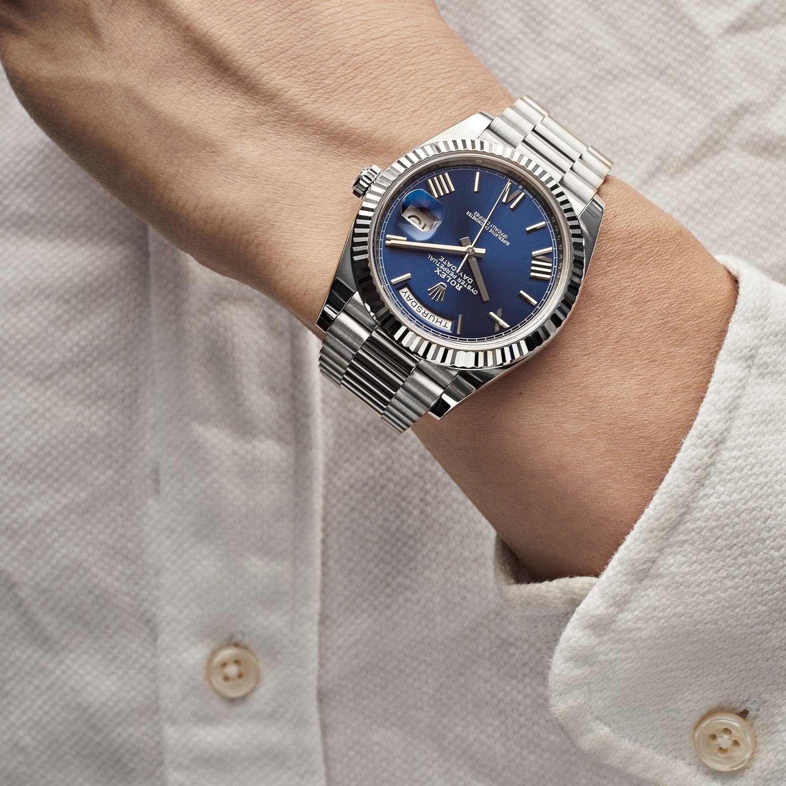 R01ex Day-Date 40 228239 White Gold Blue Dial (2023)