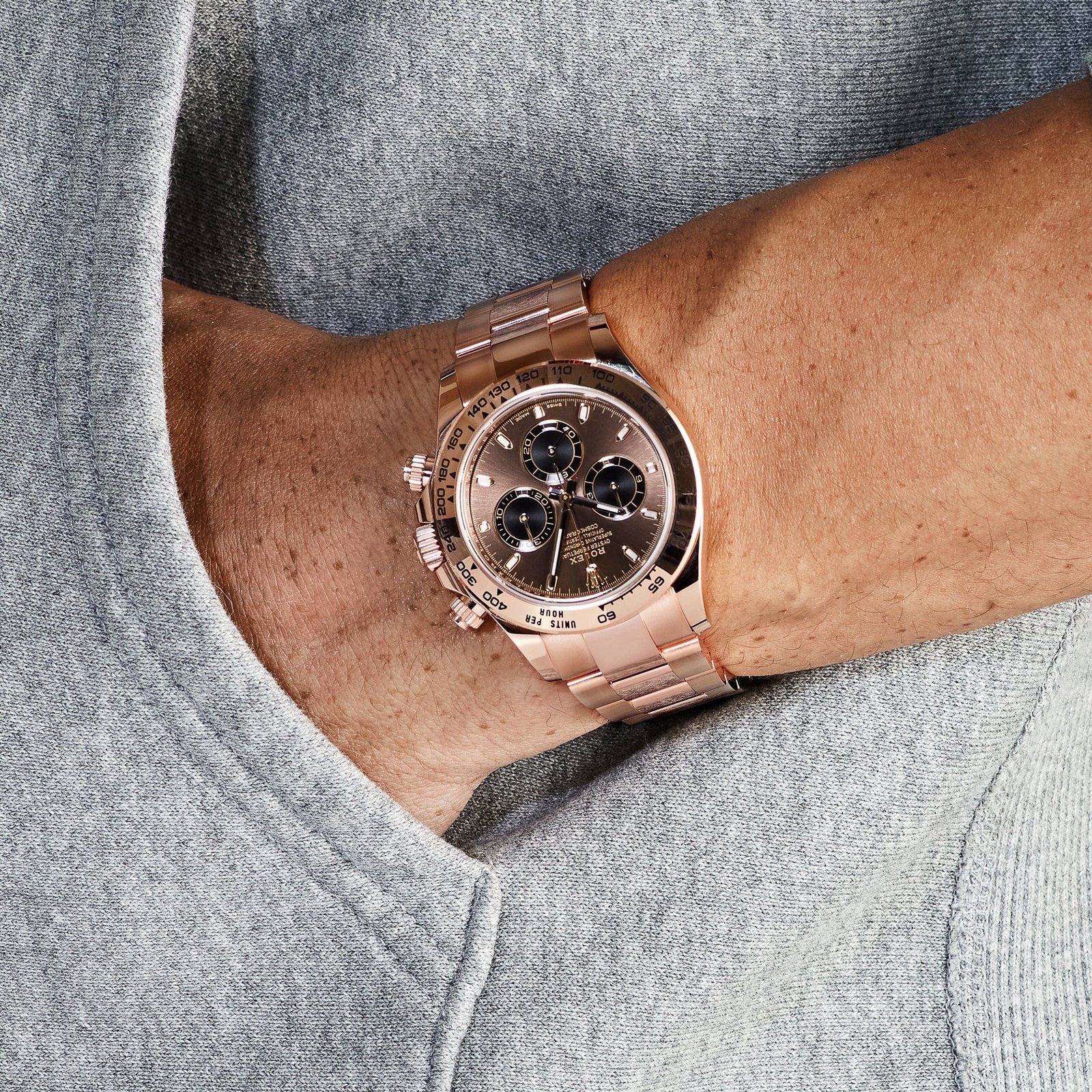 R01ex Daytona 116505 Rose Gold Chocolate Brown Dial