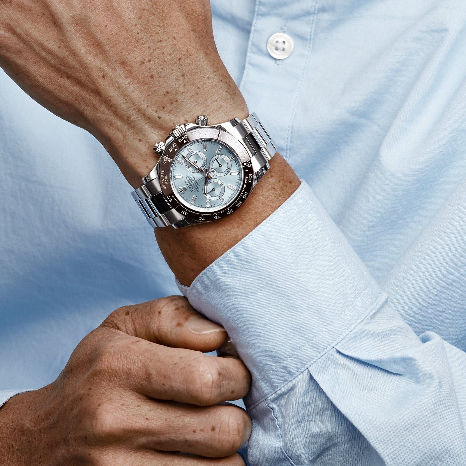R01ex Daytona 116506 Platinum Ice Blue Baguette D1am0nd Dial (2020)