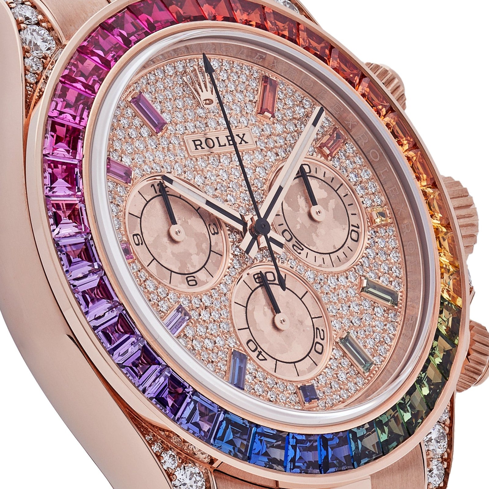R01ex Daytona 116595RBOW ‘Rainbow’ Rose Gold Pave D1am0nd Dial Sapphire Bezel (2022)