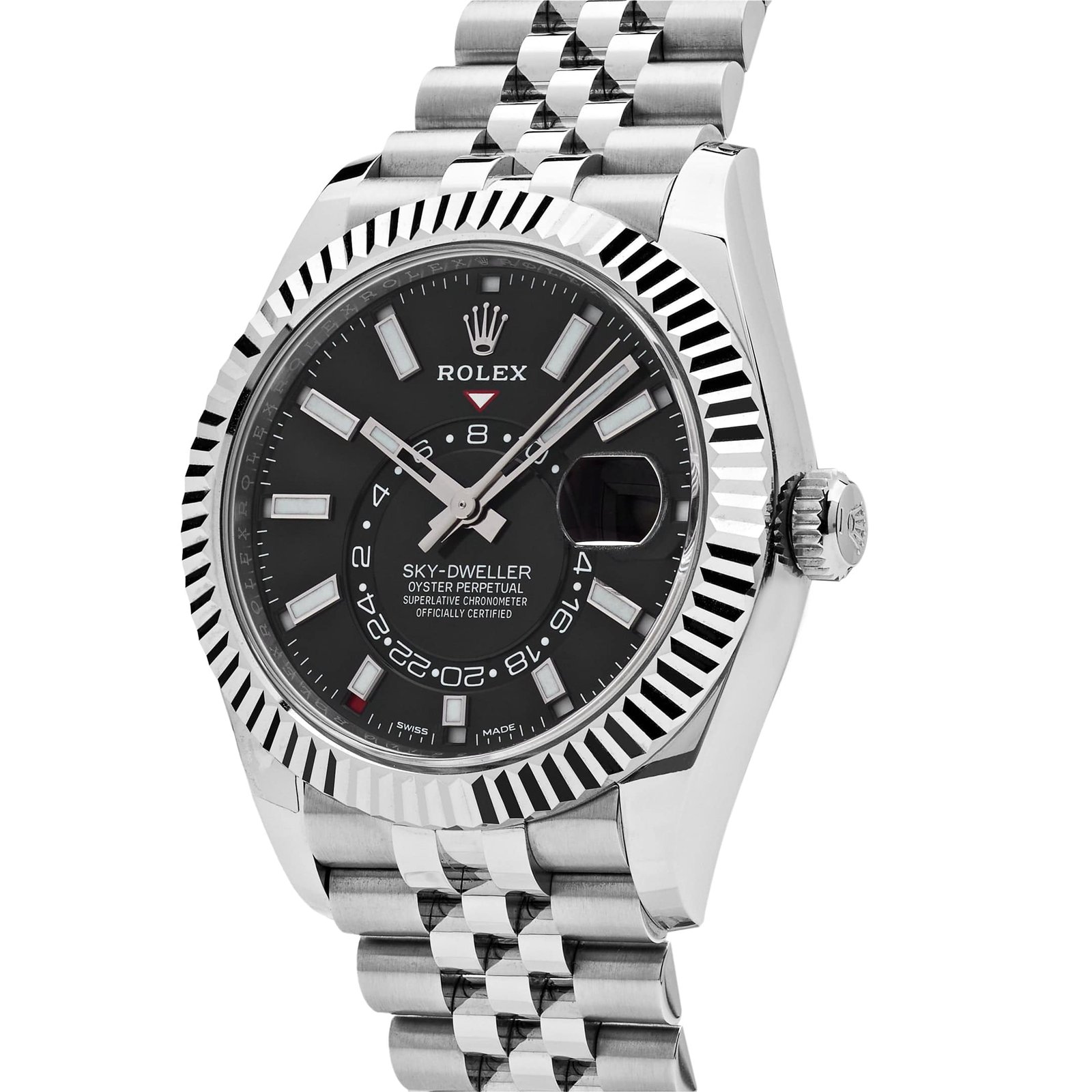 R01ex Sky-Dweller 326934 Stainless Steel Black Dial Jubilee