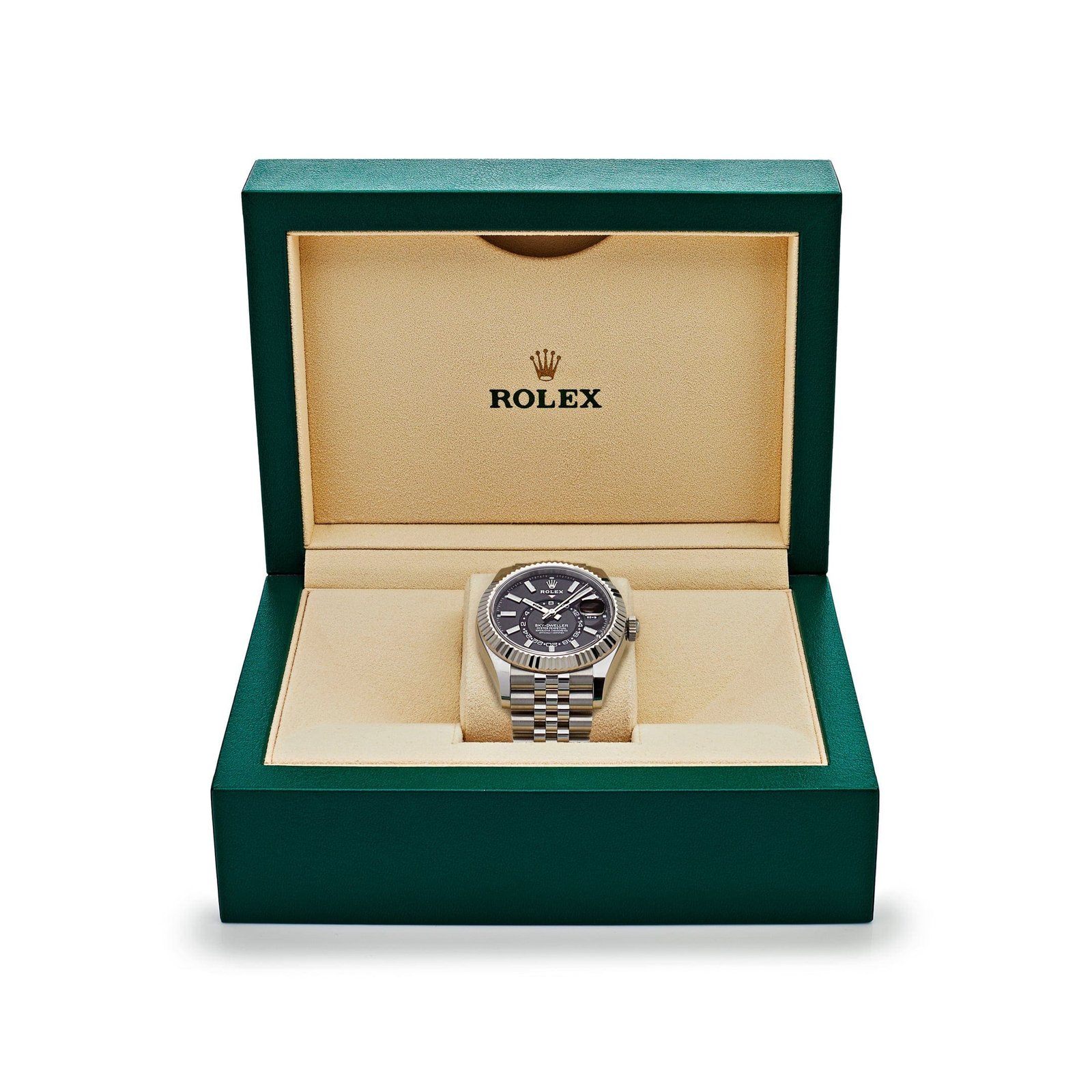 R01ex Sky-Dweller 326934 Stainless Steel Black Dial Jubilee