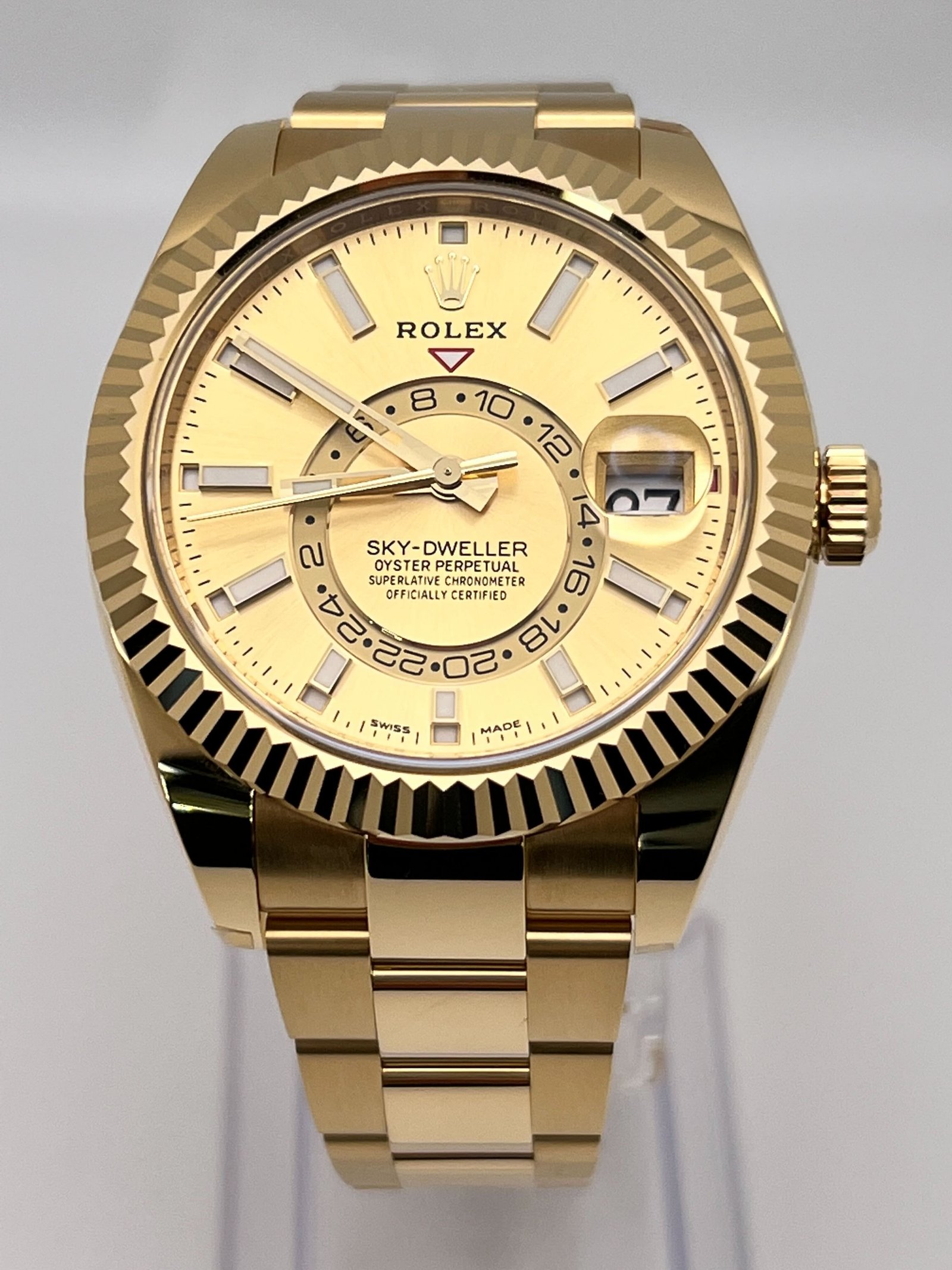 R01ex Sky-Dweller 326938 Yellow Gold Champagne Dial