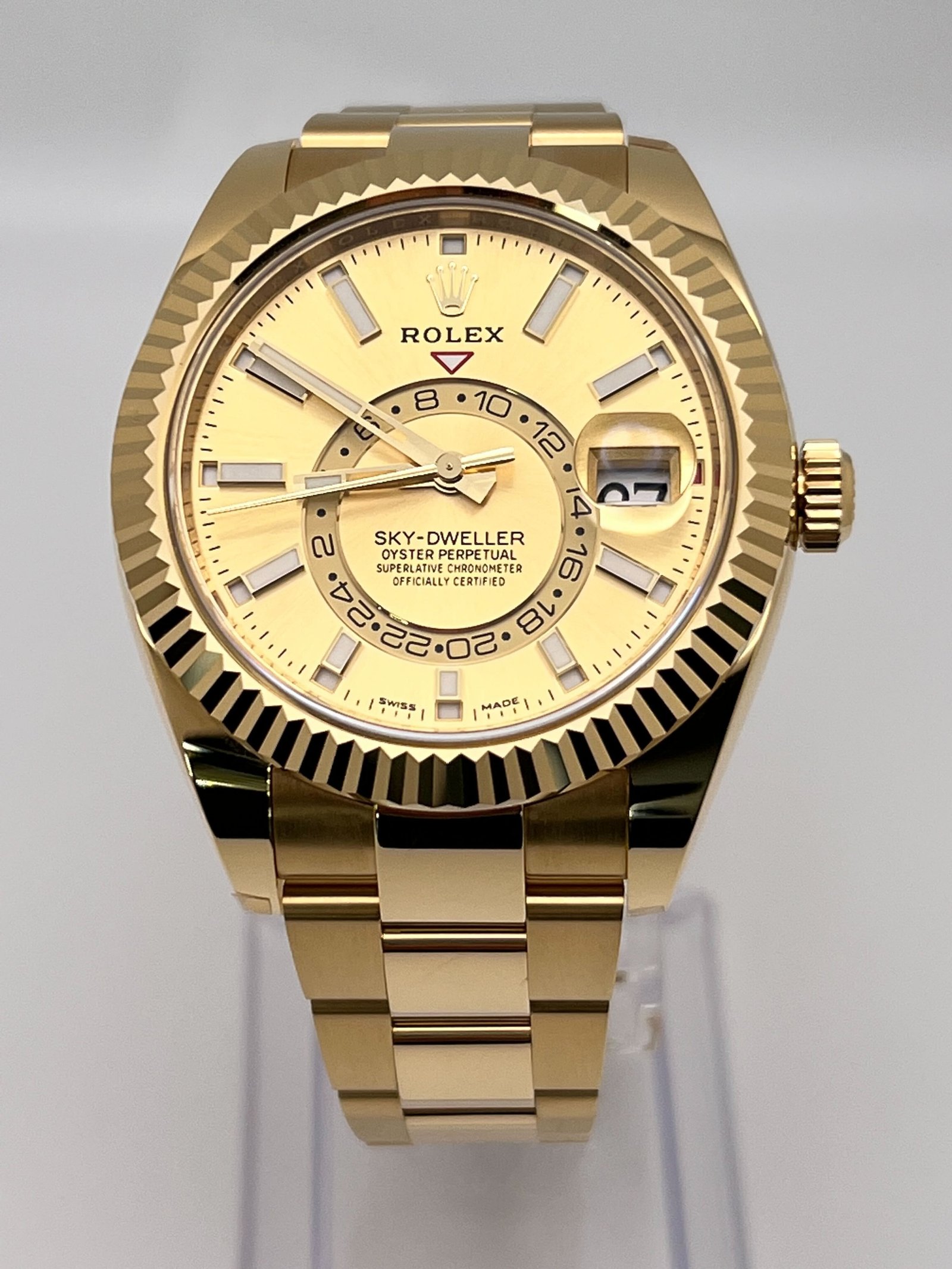 R01ex Sky-Dweller 326938 Yellow Gold Champagne Dial