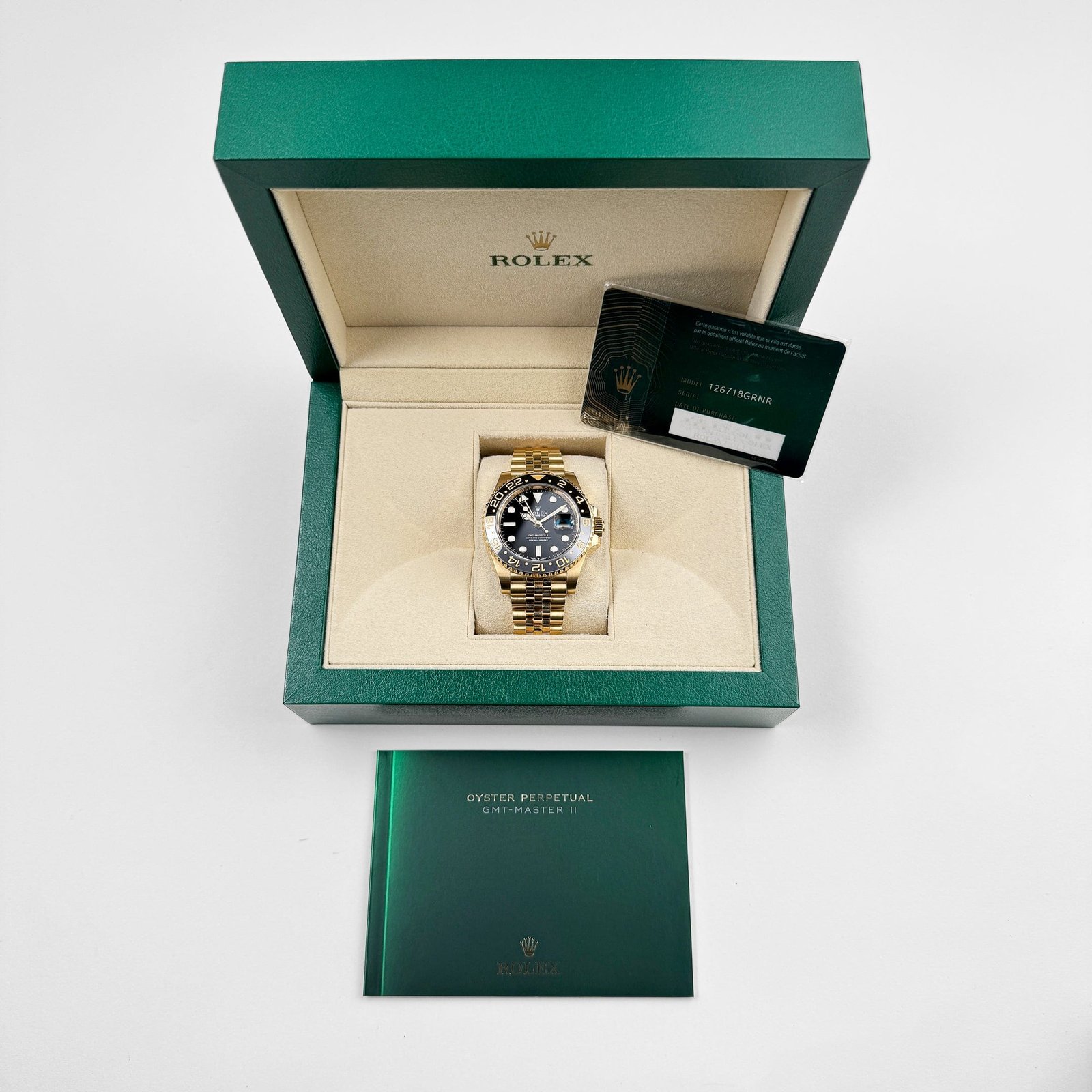 R01ex GMT-Master II 126718GRNR Yellow Gold Black Dial Jubilee (2023)