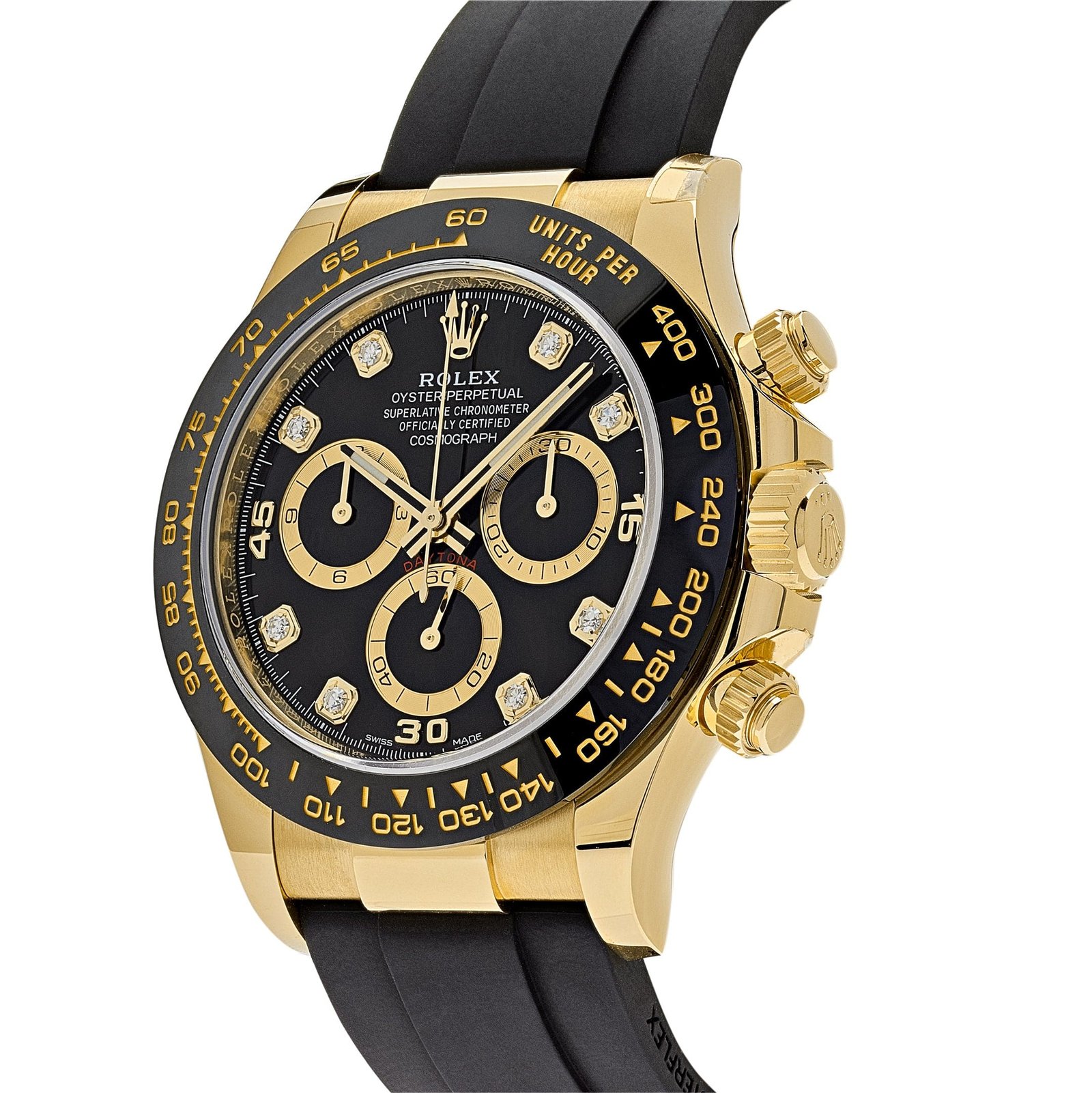 R01ex Daytona 116518LN Yellow Gold Black D1am0nd Dial