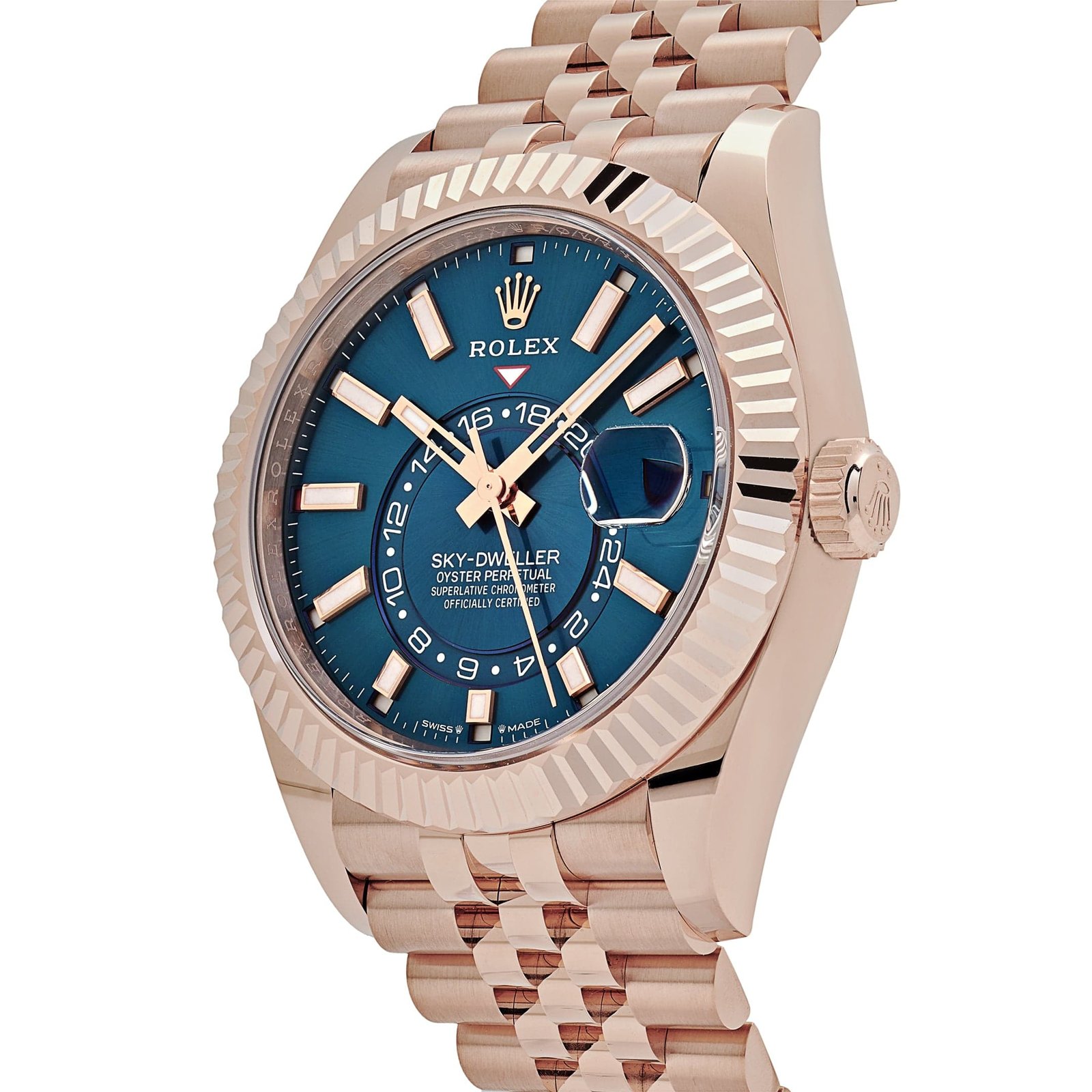 R01ex Sky-Dweller 336935 Everose Gold Blue Dial Jubilee