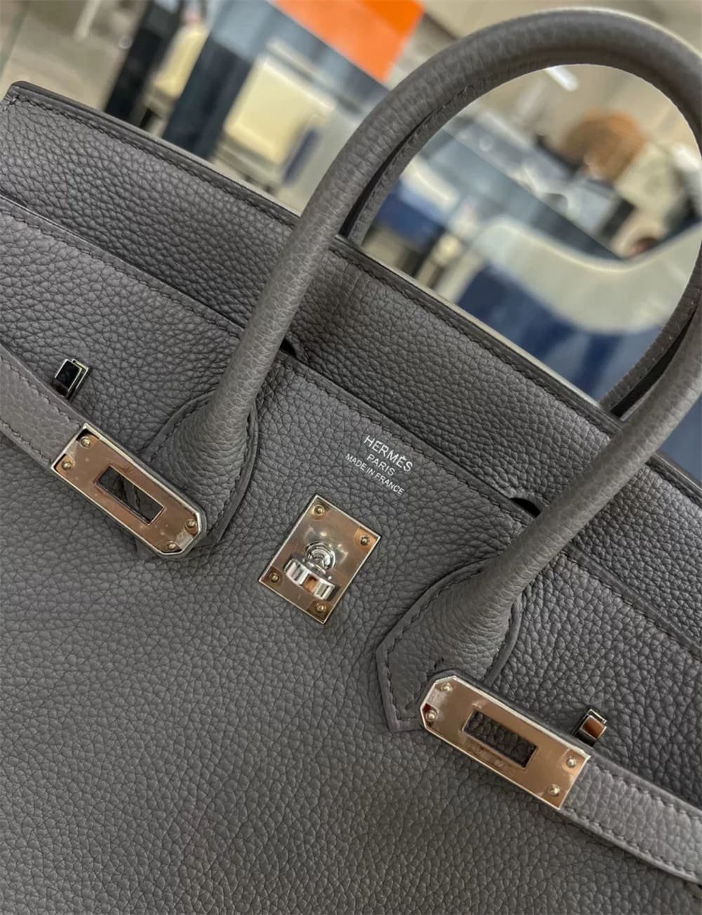 H**me5 Birkin 25 Gris Meyer Togo Leather Palladium Hardware